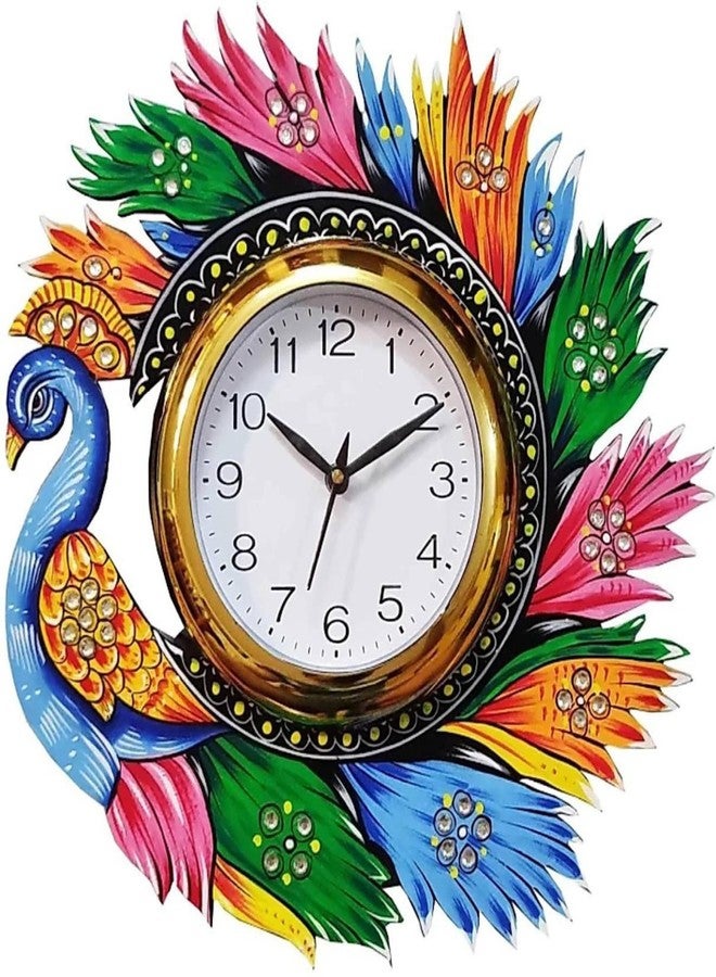 APS ART PLUS STORE متجر APS ART PLUS ساعة حائط خشبية بتصميم طاووس، ساعة حائط خشبية أنيقة وعصرية لتزيين جدران المنزل والمكتب - Image 1
